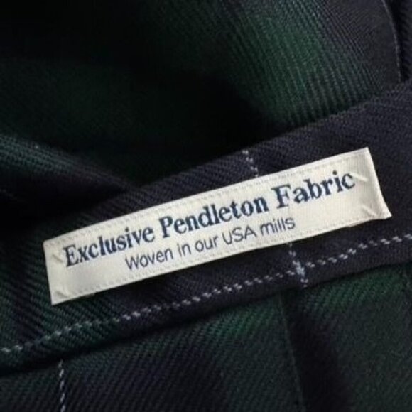 Pendleton 100% Virgin Wool Green Navy Plaid Pleated Skirt Size 8 Petite USA made - Picture 15 of 15